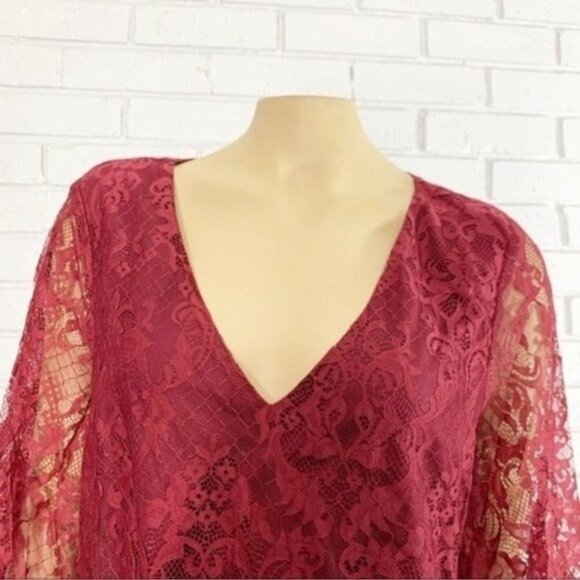ModCloth Burgundy Through the Bluebells Lace Top - Size XL - Picture 7 of 8